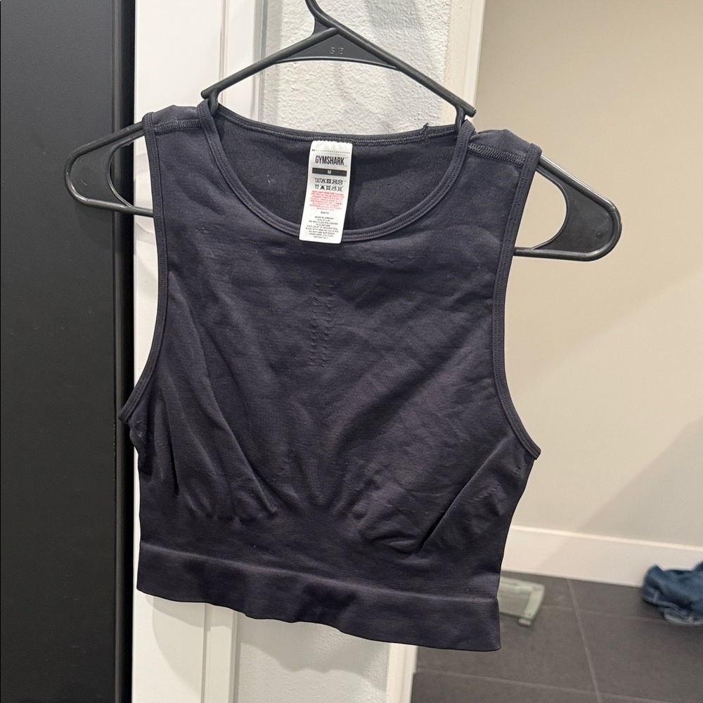 black gymshark sweat seamless midi tank size medium